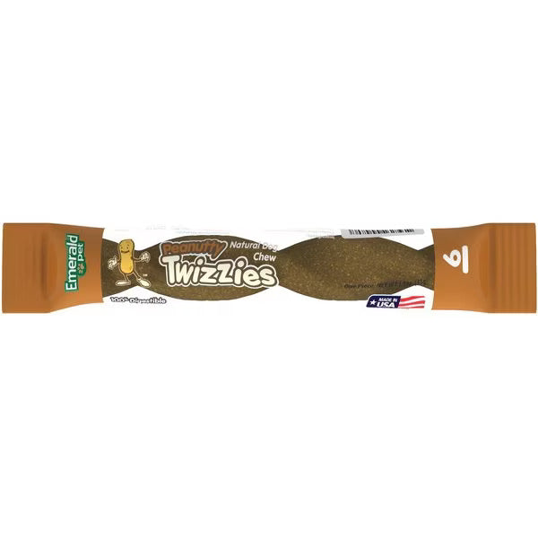Emerald Pet Twizzies Natural Peanut Butter Chew for Dogs 9in