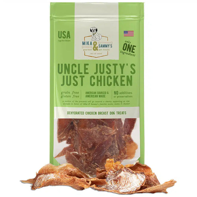 Mika & Sammy's Uncle Justy's Just Chicken Jerky 5oz Treats for Dogs