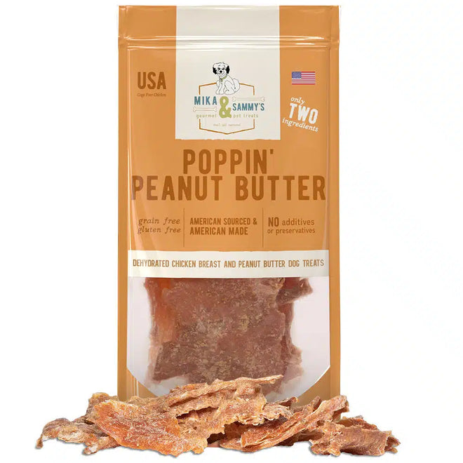Mika and Sammy's Poppin Peanut Butter Chicken Jerky 5oz Treat for Dogs