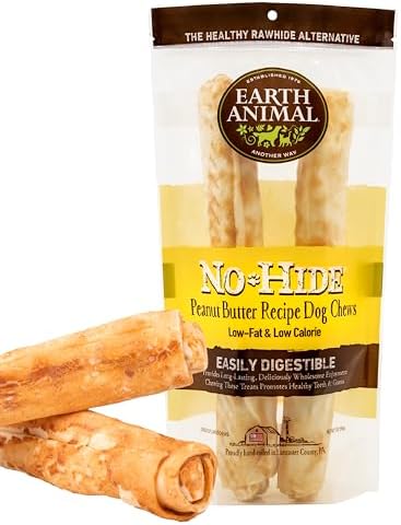 Earth Animal No Hide Peanut Butter Recipe Chews for Dogs