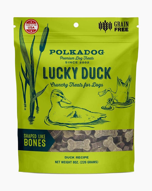 Polka Dog Lucky Duck Bone 8oz Treats for Dogs