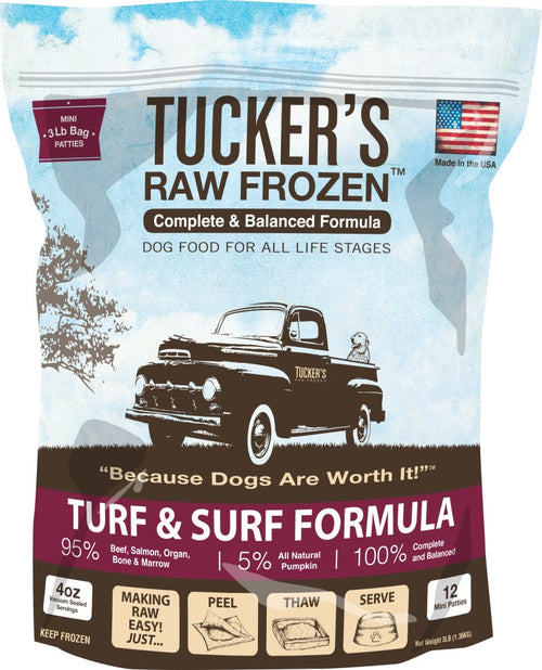 Tuckers Raw Frozen Turf and Surf Formula 3lb for Dogs