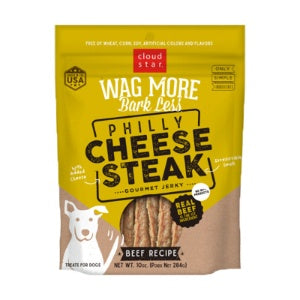 Cloud Star Dog Wag More Jerky Grain Free Cheesesteak Beef 10oz