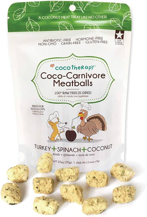 Coco Therapy Carnivore Meatball Turkey & Spinach Treat for Dogs 2.5oz