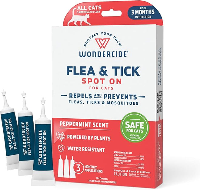 Wondercide Spot-On Peppermint Flea & Tick Spot Treatment for Cats, 3 doses