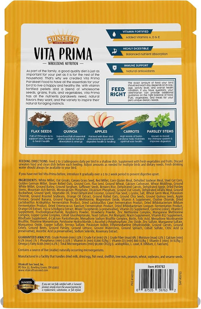 Sunseed Vita Prima Wholesome Nutrition Parakeet Food, 2 lb