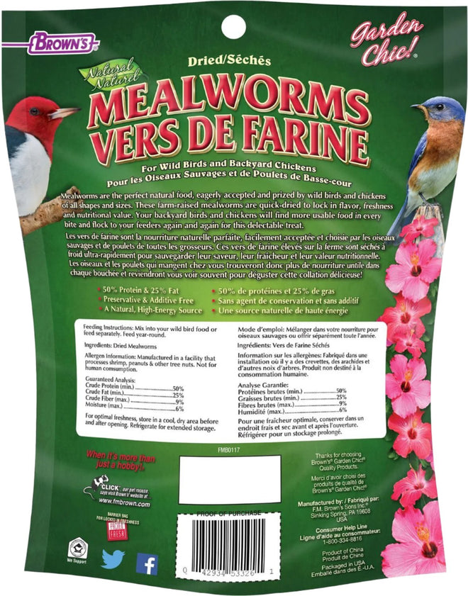 FM Brown's Dried Mealworms for Wild Birds | 7oz