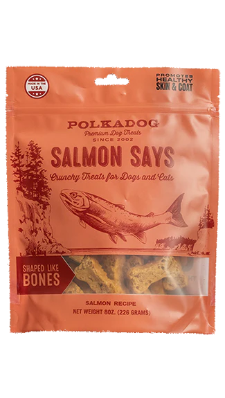 Polkadog Salmon Says Bone 8oz Treat for Dogs