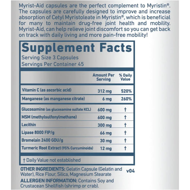 Myristin Myrist-Aid Joint Support Supplement for Dogs