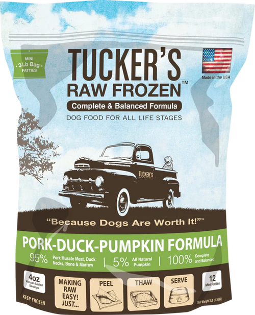 Tuckers Raw Frozen Pork Duck Pumpkin Formula for Dogs