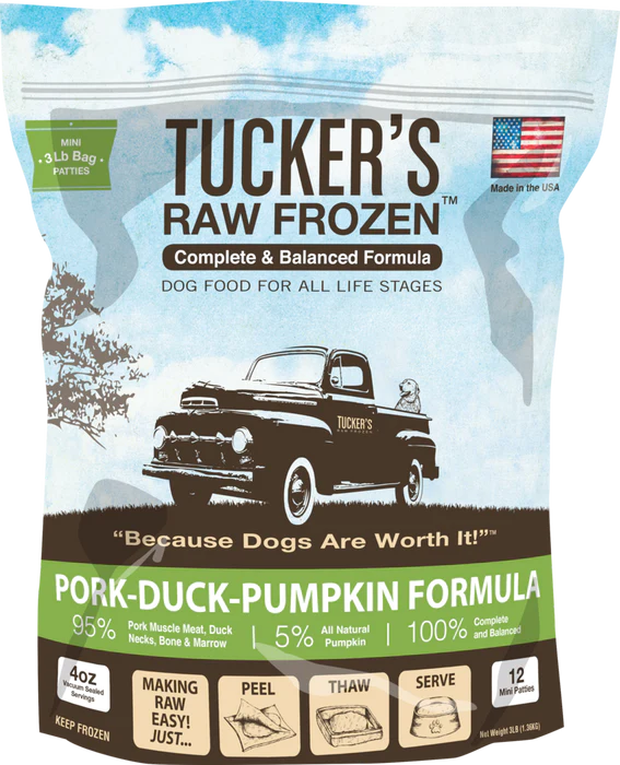 Tuckers Raw Frozen Pork Duck Pumpkin Formula for Dogs
