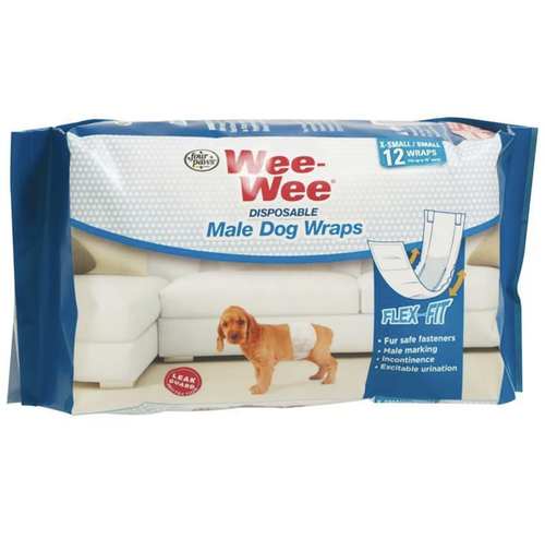 Four Paws Wee-Wee 12 Disposable Male Dog Wraps