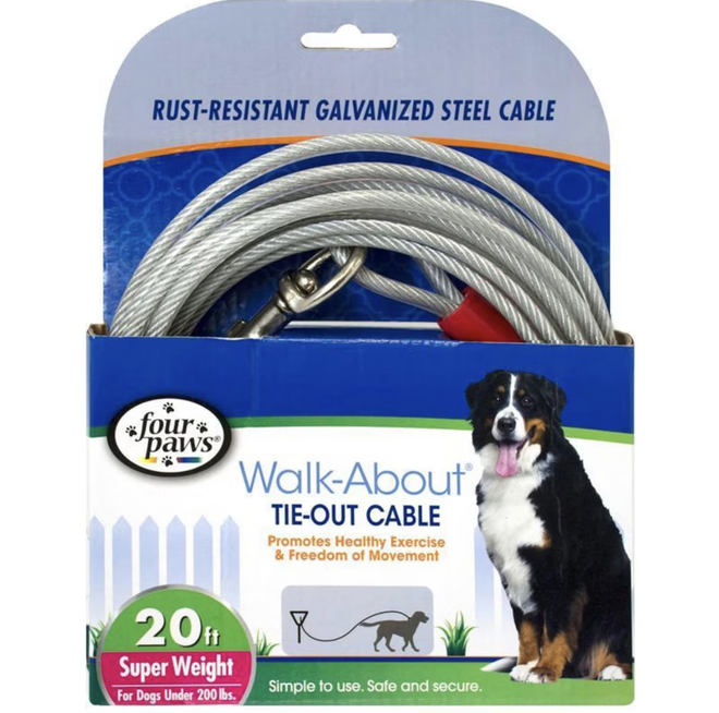 Four Paws Walk-About Tie-Out Cable Super Weight 20ft