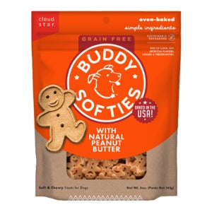 Cloud Star Dog Buddy Biscuits Grain Free Soft & Chewy Peanut Butter 5oz