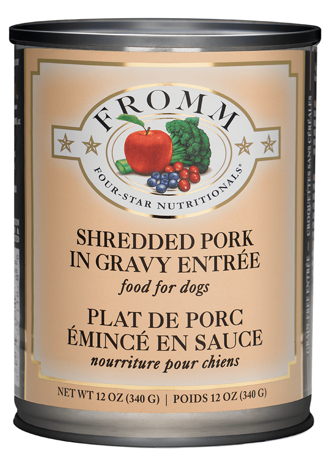 Fromm Dog Shredded Pork in Gravy Entree Can 12oz