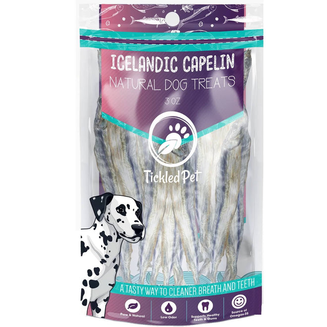 Tickled Pet Atlantic Capelin Skin Treats 3 Oz for Dogs